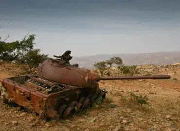 Military tank in the Tigray Region of Ethiopia