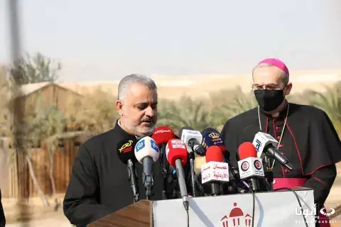 Father Rifat Bader speaks to the media on the occasion of the first visit of H.B. Patriarch Pierbattista Pizzaballa the Latin Patriarch of Jerusalem to Jordan in 2020