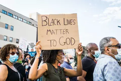 Pastors, community leaders and local church members at a prayer walk in New York