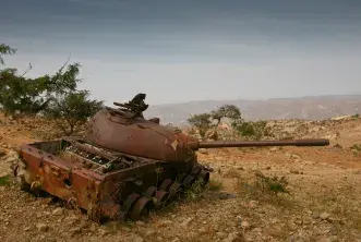 Military tank in the Tigray Region of Ethiopia
